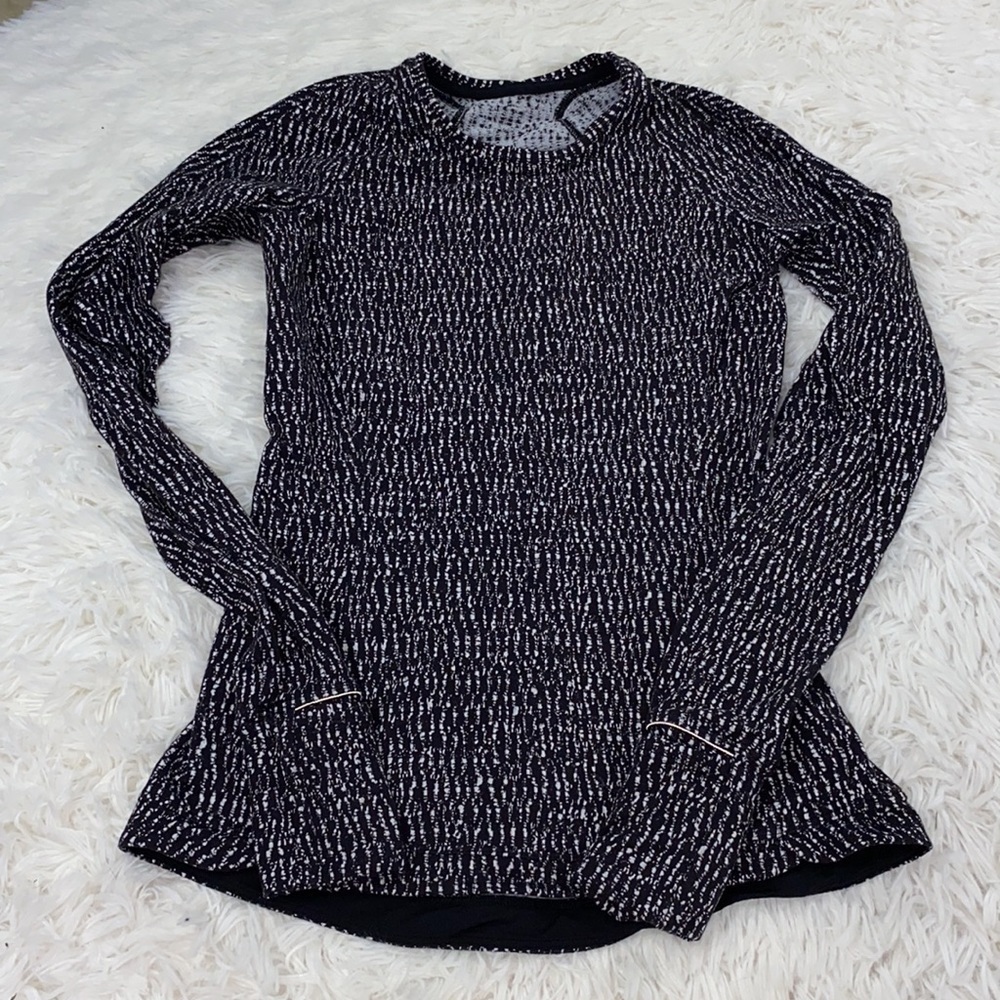 Lululemon Runderful Long Sleeve Knotted Jacquard Black White